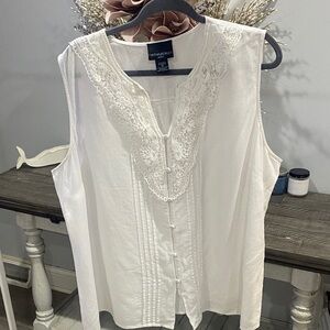 Cynthia Rowley White Lace Detail Blouse